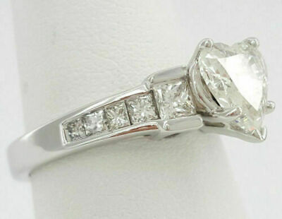 #ad 2.87Ct White Heart Shape Simulated VVS1 Diamond Engagement Ring 14k White Gold $239.87