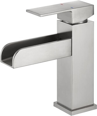 #ad Lexdale Waterfall Bathroom Faucet Brushed Nickel Single Hole w popup drain NEW $79.99