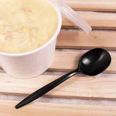 #ad Karat PP Plastic Medium Weight Soup Spoons Bulk Box Black 1000 ct U2002B $24.00