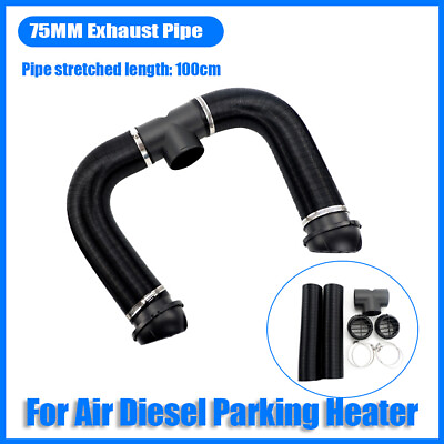 #ad 75mm Pipe Ducting T Piece amp; Air Outlet Vent Hose Clip Set For Diesel Heater CN@ GBP 14.74