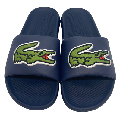 #ad Lacoste Mens Crocodile Synthetic Textile Slides Navy Green 7 39CMA00622S3 $43.50