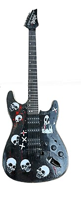 #ad Custom ST Electric Guitar by RetroGearNY Black Skull Pattern One of a kind $265.00