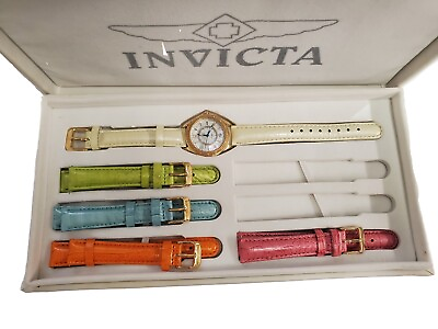 #ad Invicta Classique Diamond Accent Quartz Watch Five Leather Straps Watch Set $89.99