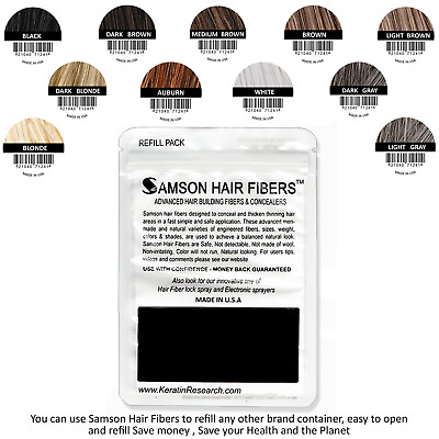 #ad SAMSON Unisex Hair Building Fibers Refill Hair Loss Concealer Thin Bald Hair USA $6.95