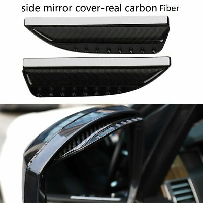 #ad 2pc Real Carbon Fiber Rear View Side Mirror Visor Shade Rain Shield Water Guard $14.00