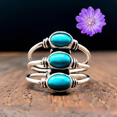 #ad Turquoise Gemstone 925 Sterling Silver Handmade Ring Jewelry All Size for gift $7.35