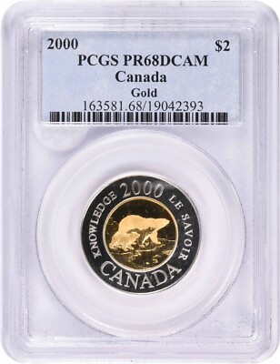 #ad 2000 $2 Canada Gold PR68DCAM PCGS $704.00