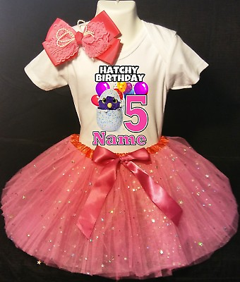 #ad Hatchimals **With NAME** 5th Fifth 5 Birthday Fuchsia Tutu Dress Fast Shipping $20.54