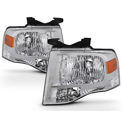 #ad Ford 07 14 Expedition Chrome Housing Replacement Headlights Pair Set $187.05
