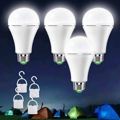 #ad 4Pcs LED Rechargeable Emergency Light Bulb 60W Equivalent 1500mAh Battery Backup $17.53
