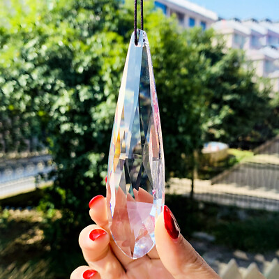 #ad Suncatcher 120MM Fengshui Clear Crystal Prism Glass Hanging Chandelier Pendant $7.88