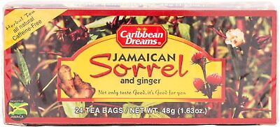 #ad Caribbean Dreams Sorrel amp; Ginger Tea 24 Tea Bags All Natural Caffeine Free $9.49