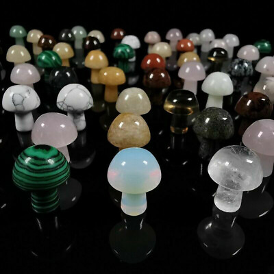 #ad Natural Quartz Crystal Point Stone Carved Mini Mushroom Healing Gemstone Decor $1.99