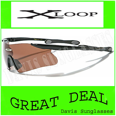#ad X Loop Sunglasses XL13009 UV400 Davis G7 wrap cycling biking golf brown lens $6.88