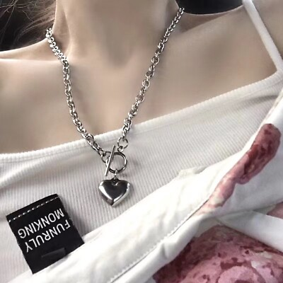 #ad 18inch Beauty Girls Chain Stainless Steel Heart Pendant Necklace Womens Jewelry $8.99