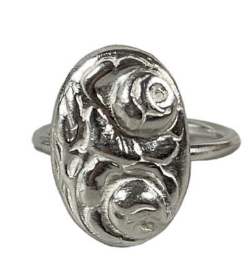#ad Handmade sterling silver Rose Impression ring size 6.75 $29.99