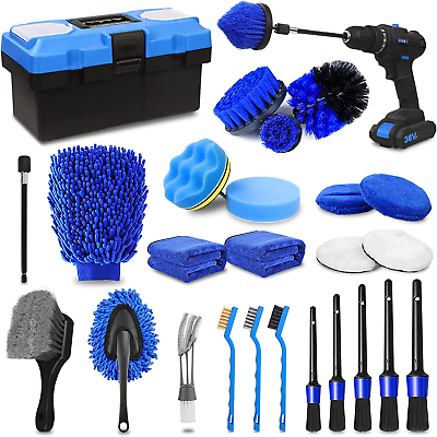 #ad 27Pcs Car Detailing Kit Brushes Tools for Interior Exterior Wheel Cleaning $48.99