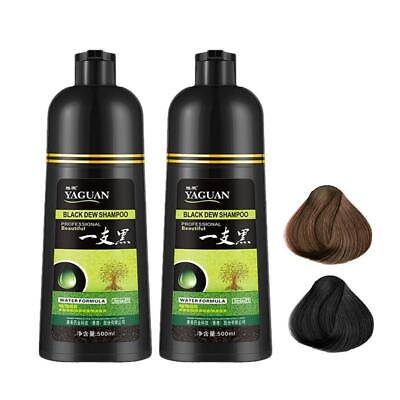 #ad Yaguan Herbal Black Dew Shampoo Black Hair Dye Shampoo 3In1Dye Hair Colorin HOT $13.95