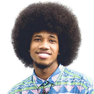 #ad BECUS Afro Wig Men for Black Men Human Hair Afro Black Hair Wig 70s 80s Dis $53.37