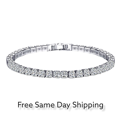 #ad Tennis Bracelet Silver Plated With AAA Cubic Zirconia For Women Hip Hop Jewelry $5.99