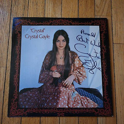 #ad Crystal Gayle Signed Autographed Crystal Album LP Vinyl $24.99