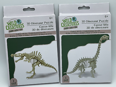 #ad Wild Creatures 3D Dinosaur Puzzles Cardboard Construction Set of 2 $9.00