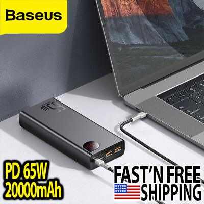Baseus 20000mAh PD 65W USB C 4 Port Quick Charge Power Bank With Digital Display $57.95