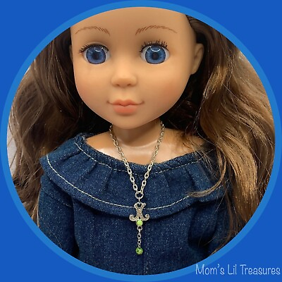 #ad Green Dangle Pendant Necklace for 14” Doll • 14 inch Fashion Doll Jewelry $6.00