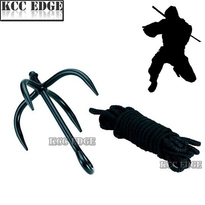#ad Black Steel NINJA SWAT Folding Grappling Tactical Climbing Hook 33Ft Nylon Rope $29.43