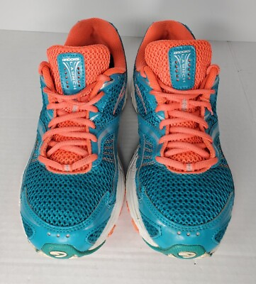 #ad Brooks size 8 Women’s Launch Running Shoes Sneakers aqua green and orange $24.99