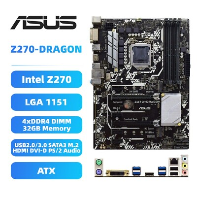 #ad #ad ASUS Z270 DRAGON Motherboard ATX Intel Z270 LGA1151 DDR4 SATA3 HDMI DVI D Audio $97.00