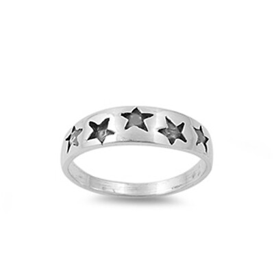 #ad Sterling Silver Baby Ring w Stars Children Kid Band 925 New Sizes 1 10 $11.99