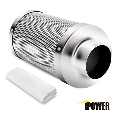 #ad iPower 4quot; 6quot; 8quot; 10quot; 12quot; Inch Air Carbon Filter Virgin Charcoal for Inline Fan $59.99