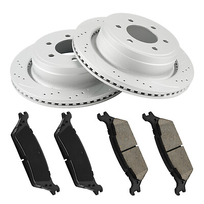 #ad For Ford F150 F150 2012 2020 Rear Drilled Brake Rotors amp; Pads 54186 D1602 $132.98