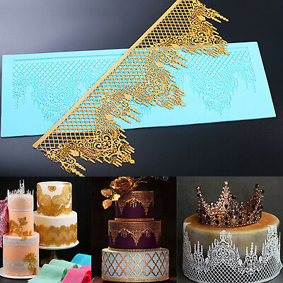 #ad Silicone Fondant Lace Mould Embosser Mat Sugar Cake Mold Decorating Tool Craft $12.99