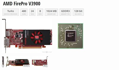 #ad AMD FirePro V3900 1GB GDDR3 Graphics Card✅ DVI DP✅ Full Profile ✅ $9.95