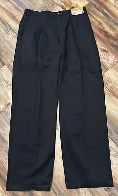 #ad Wrangler Mens Advanced Comfort Pleated Classic Fit Flex Waist Black Pants 34x32 $14.99