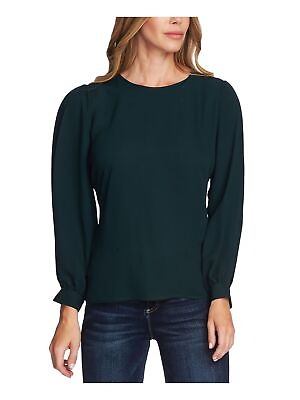 #ad VINCE CAMUTO Womens Teal Long Sleeve Jewel Neck Blouse M $14.99
