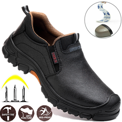 #ad Mens Leather Safety Shoes Steel Toe Sneakers Waterproof Protective Work Boots $43.23