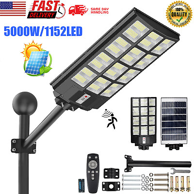 #ad Outdoor Commercial 5000W LED Solar Street Light IP67 Dusk to Dawn Road Lamp US $73.59
