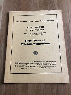 #ad post office electrical engineers jubilee address amp; fifty years of telecoms . GBP 19.99