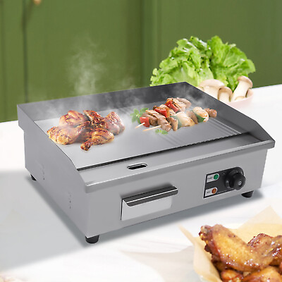 #ad 22quot; Commercial Electric Tabletop Griddle Flat Top Grill Hot Plate BBQ 1600W 110V $113.00