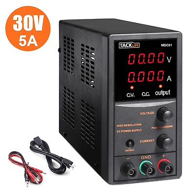 TACKLIFE DC Variable Power Supply Course and Fine Adjustments 4 Digit Display $41.00