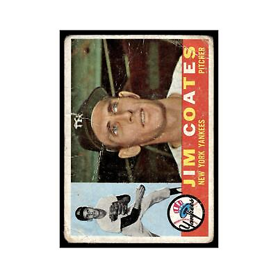 #ad 1960 Topps Baseball Card Damaged Jim Coates Yankees #51 $3.80