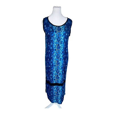 #ad Wenger Hawaiian Rayon Honolulu Hawaiian DRESS Floral Blue Sz Small $21.00