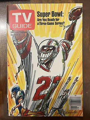 #ad TV Guide Jan 8 1977 Super Bowl: Are You Ready Cover Art by Roland Michaud $14.99
