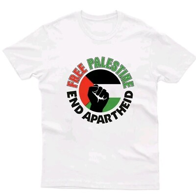 #ad Free Palestine End Apartheid White T Shirt amp; Pin Set $14.99
