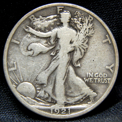 #ad 1921 D WALKING LIBERTY HALF WITH FINE DETAILS $780.00