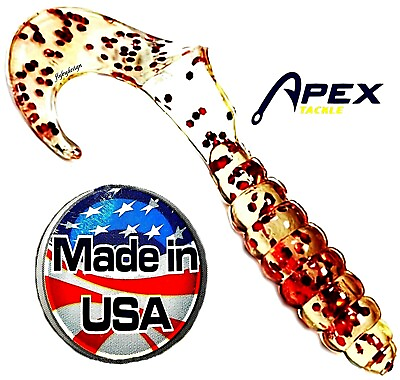 #ad 🌟 Apex Tackle Curly Tail Red Flake Soft Plastic 2 inch Fishing Grubs 10 pack $5.95
