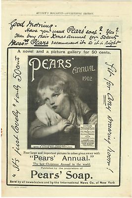 #ad 1902 Pears#x27; Soap Christmas Annual Colored Pictures Child Antique Print Ad $12.95